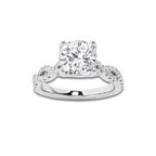 2.25 ctw Cushion Lab-Grown Diamond Twisted Shank Engagement Ring in 14K White Gold for Women | D Color, VVS1 Clarity, IGI Certified 2.00 ct Center Diamond