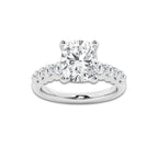 4.16 Ct Elongated Cushion Lab-Grown Diamond Half Eternity Engagement Ring in 14K White Gold for Female, Colorless (E), VS1 Clarity | IGI Certified, 3.50 Ct Center Diamond