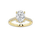2.75 ctw Oval Lab-Grown Diamond Hidden Halo Side Stone Engagement Ring in 18K Yellow Gold for Women | Colorless D, VVS1 Clarity, IGI Certified 2.50 ct Center Diamond