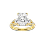 5.61 ctw Radiant Lab-Grown Diamond Side Stone Engagement Ring in 14K Yellow Gold for Women | Colorless D, VVS1 Clarity, IGI Certified 5.00 ct Center Diamond
