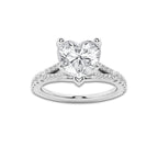 1.83 ctw Heart Lab-Grown Diamond Split Shank Side Stone Engagement Ring in Platinum for Women | Colorless E, VS1 Clarity, IGI Certified 1.50 ct Center Diamond