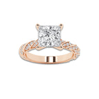 4.42 ctw Princess Lab-Grown Diamond Twisted Band Engagement Ring in 14K Rose Gold for Women | Colorless E, VS1 Clarity, IGI Certified 4.00 ct Center Diamond