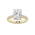 4.30 ctw Elongated Cushion Lab-Grown Diamond Hidden Halo Side Stone Engagement Ring in 18K Yellow Gold for Women | Colorless E, VS1 Clarity, IGI Certified 4.00 ct Center Diamond