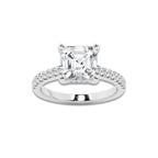 3.28 ctw Asscher Lab-Grown Diamond Hidden Halo Side Stone Engagement Ring in 18K White Gold for Women | Colorless D, VVS1 Clarity, IGI Certified 3.00 ct Center Diamond