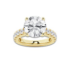 7.00 ctw Round Lab-Grown Diamond Split-Prong Set Side Stone Engagement Ring in 14K Yellow Gold for Women | Colorless D, VVS1 Clarity, IGI Certified 6.00 ct Center Diamond