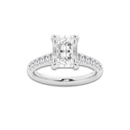 2.90 ctw Radiant Lab-Grown Diamond Pave Engagement Ring in Platinum for Women | E Color, VS1 Clarity, IGI Certified 2.50 ct Center Diamond