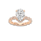 Hidden 3 2/5 ctw Oval Lab Grown Diamond Hidden Halo Engagement Ring 14K Rose Gold, D, VVS | IGI Certified, 3 ct Center