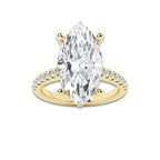 7.46 ctw Marquise Lab-Grown Diamond Hidden Halo Side Stone Engagement Ring in 18K Yellow Gold for Women | Colorless E, VS1 Clarity, IGI Certified 7.00 ct Center Diamond