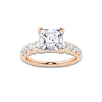 2.04 ctw Asscher Lab-Grown Diamond Side Stone Engagement Ring in 14K Rose Gold for Women | Colorless E, VS1 Clarity, IGI Certified 1.50 Ct Center Diamond
