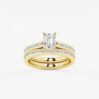 Synergy 1 3/4 ctw Emerald Lab Grown Diamond Baguette and Princess Side Stone Bridal Set 14K Yellow Gold, E, VS1 | IGI Certified, 1 ct Center