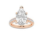 5.43 ctw Pear Lab-Grown Diamond Pave Engagement Ring in 14K Rose Gold for Women | D Color, VVS1 Clarity, IGI Certified 5.00 ct Center Diamond