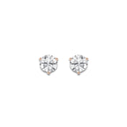 1 1/2 ctw Round Colorless Lab Grown Diamond Three Prong Martini Stud Earrings 14K Rose Gold, E, VS1