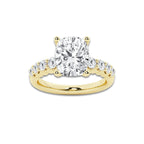 4.66 ctw Elongated Cushion Lab-Grown Diamond Side Stone Engagement Ring in 14K Yellow Gold for Women | Colorless E, VS1 Clarity, IGI Certified 4.00 Ct Center Diamond