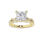 6.29 ctw Princess Lab-Grown Diamond Twisted Shank Engagement Ring in 14K Yellow Gold for Women | D Color, VVS1 Clarity, IGI Certified 6.00 ct Center Diamond