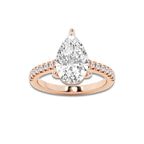 3.33 ctw Pear Lab-Grown Diamond Hidden Halo Side Stone Engagement Ring in 18K Rose Gold for Women | Colorless D, VVS1 Clarity, IGI Certified 3.00 ct Center Diamond