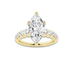 2.54 ctw Marquise Lab-Grown Diamond Side Stone Engagement Ring in 14K Yellow Gold for Women | Colorless D, VVS1 Clarity, IGI Certified 2.00 Ct Center Diamond