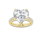 8.55 ctw Heart Lab-Grown Diamond Pave Engagement Ring in 14K Yellow Gold for Women | D Color, VVS1 Clarity, IGI Certified 8.00 ct Center Diamond