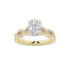 1.25 ctw Oval Lab-Grown Diamond Twisted Shank Engagement Ring in 14K Yellow Gold for Women | E Color, VS1 Clarity, IGI Certified 1.00 ct Center Diamond