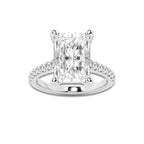 6.47 ctw Radiant Lab-Grown Diamond Hidden Halo Side Stone Engagement Ring in 18K White Gold for Women | Colorless D, VVS1 Clarity, IGI Certified 6.00 ct Center Diamond