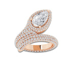 4 1/2 ctw Curve Serpent Cocktail Ring 14K Rose Gold, E, VS1 | IGI Certified, 2 ct Center
