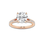 8.66 ctw Round Lab-Grown Diamond Split Shank Side Stone Engagement Ring in 14K Rose Gold for Women | Colorless E, VS1 Clarity, IGI Certified 8.00 ct Center Diamond