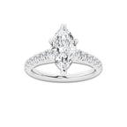 1.91 ctw Marquise Lab-Grown Diamond Pave Engagement Ring in 14K White Gold for Women | E Color, VS1 Clarity, IGI Certified 1.50 ct Center Diamond
