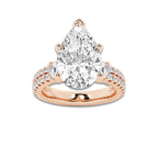 6.96 ctw Pear Lab-Grown Diamond Three Stone Double Row Engagement Ring in 14K Rose Gold for Women | D Color, VVS1 Clarity, IGI Certified 6.00 ct Center Diamond