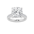 8.55 ctw Cushion Lab-Grown Diamond Pave Engagement Ring in 14K White Gold for Women | D Color, VVS1 Clarity, IGI Certified 8.00 ct Center Diamond