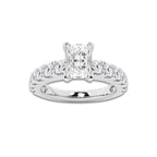 2.00 ctw Radiant Lab-Grown Diamond Split-Prong Set Side Stone Engagement Ring in 14K White Gold for Women | Colorless E, VS1 Clarity, IGI Certified 1.00 ct Center Diamond