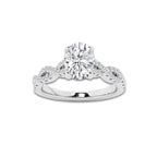1.25 ctw Oval Lab-Grown Diamond Twisted Shank Engagement Ring in 14K White Gold for Women | D Color, VVS1 Clarity, IGI Certified 1.00 ct Center Diamond