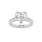 3.40 ctw Heart Lab-Grown Diamond Pave Engagement Ring in Platinum for Women | D Color, VVS1 Clarity, IGI Certified 3.00 ct Center Diamond