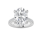 8.45 ctw Oval Lab-Grown Diamond Hidden Halo Side Stone Engagement Ring in 18K White Gold for Women | Colorless E, VS1 Clarity, IGI Certified 8.00 ct Center Diamond