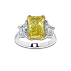 Lira 6 3/4 ctw Fancy Yellow Radiant Lab Grown Diamond with Trapezoid Three-Stone Engagement Ring 14K Two-Tone White & Yellow Gold | 4 3/5 ct Center