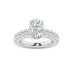 4.00 ctw Oval Lab-Grown Diamond Split-Prong Set Side Stone Engagement Ring in 14K White Gold for Women | Colorless E, VS1 Clarity, IGI Certified 3.00 ct Center Diamond