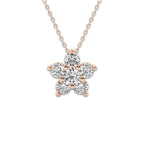 1 1/2 ctw Round Lab Grown Diamond Flower Pendant with Adjustable Chain 14K Rose Gold, DE, VS1 | 1 1/2 ct Center
