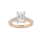 2.41 ctw Radiant Lab-Grown Diamond Pave Engagement Ring in 14K Rose Gold for Women | E Color, VS1 Clarity, IGI Certified 2.00 ct Center Diamond