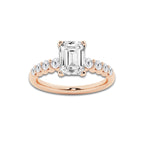 3.04 ctw Emerald Lab-Grown Diamond Side Stone Engagement Ring in 14K Rose Gold for Women | Colorless D, VVS1 Clarity, IGI Certified 2.50 Ct Center Diamond