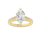 1.91 ctw Marquise Lab-Grown Diamond Pave Engagement Ring in 14K Yellow Gold for Women | D Color, VVS1 Clarity, IGI Certified 1.50 ct Center Diamond