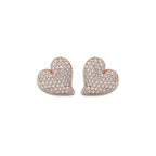 3/4 ctw Round Lab Grown Diamond Heart Shape Pave Stud Earring 14K Rose Gold, DE, VS1