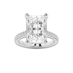 8.48 ctw Radiant Lab-Grown Diamond Hidden Halo Side Stone Engagement Ring in 18K White Gold for Women | Colorless D, VVS1 Clarity, IGI Certified 8.00 ct Center Diamond