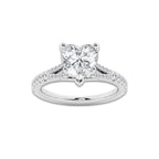 3.33 ctw Heart Lab-Grown Diamond Split Shank Side Stone Engagement Ring in 14K White Gold for Women | Colorless E, VS1 Clarity, IGI Certified 3.00 ct Center Diamond
