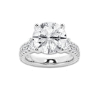 7.96 ctw Round Lab-Grown Diamond Three Stone Double Row Engagement Ring in Platinum for Women | D Color, VVS1 Clarity, IGI Certified 7.00 ct Center Diamond