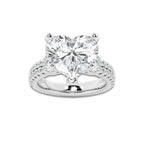 7.96 ctw Heart Lab-Grown Diamond Three Stone Double Row Engagement Ring in 14K White Gold for Women | D Color, VVS1 Clarity, IGI Certified 7.00 ct Center Diamond
