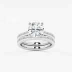 Synergy 3 3/4 ctw Round Lab Grown Diamond Baguette and Princess Side Stone Bridal Set 14K White Gold, E, VS1 | IGI Certified, 3 ct Center