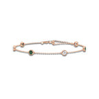 1 1/4 Round Cut Created Emerald and Round Lab Grown Diamond Anklet 14K Rose Gold