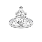 5.43 ctw Pear Lab-Grown Diamond Pave Engagement Ring in Platinum for Women | E Color, VS1 Clarity, IGI Certified 5.00 ct Center Diamond