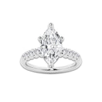4.16 ctw Marquise Lab-Grown Diamond Side Stone Engagement Ring in 14K White Gold for Women | Colorless D, VVS1 Clarity, IGI Certified 3.50 Ct Center Diamond