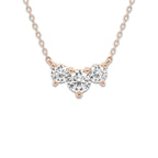 1 ctw Round Lab Grown Diamond Three-Stone Pendant with Adjustable Chain 14K Rose Gold, DE, VS1 | 1/2 ct Center