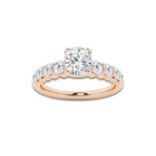 1.54 ctw Cushion Lab-Grown Diamond Side Stone Engagement Ring in 14K Rose Gold for Women | Colorless D, VVS1 Clarity, IGI Certified 1.00 Ct Center Diamond