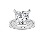 8.42 ctw Princess Lab-Grown Diamond Hidden Halo Side Stone Engagement Ring in 18K White Gold for Women | Colorless D, VVS1 Clarity, IGI Certified 8.00 ct Center Diamond